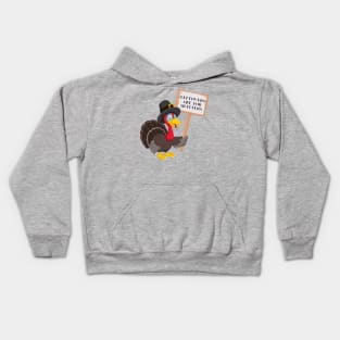 Funny Leftovers Are For Quitters | Turkey holding sign humorous Kids Hoodie